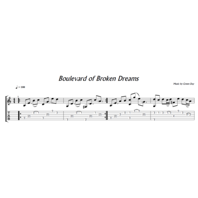 Boulevard of Broken Dreams (Green Day) гитара ноты+табы