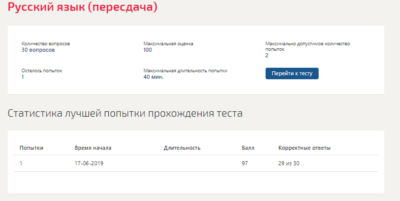 Русский язык.Тест Синергия (Пересдача)