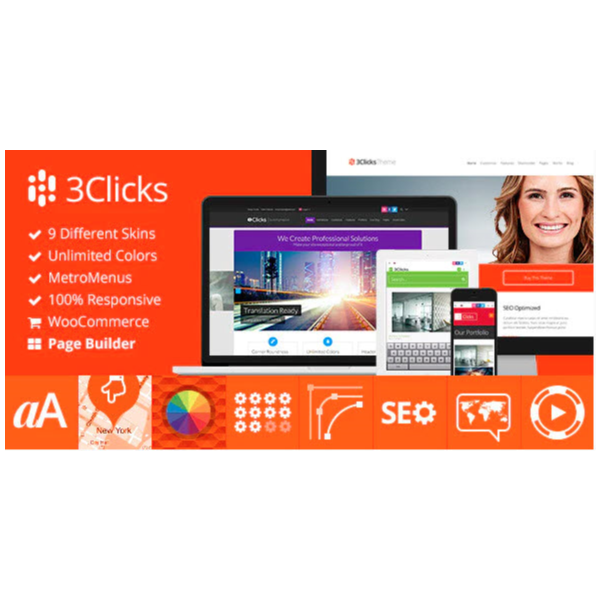 WP 3clicks responsive wordpres theme русский перевод