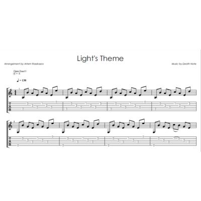 Light´s theme (Тетрадь смерти) - гитара ноты+табы