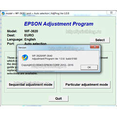 Adjustmen program Epson WF-3620, WF-3640