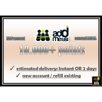 Addmefast Aккаунт: 10,000 Поинтов (Новый/Пополнение)