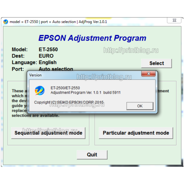 Adjustment program Epson ET-2500, ET-2550 Сброс памперc
