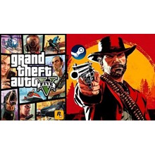 🍔 STEAM GTA 5 V + Red Dead Redemption 2 (STEAM)