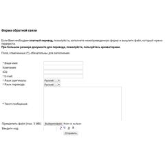 Форма заявки на языковой перевод