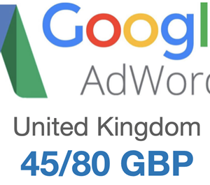 Обложка Промокод купон Google AdWords Адвордс 80/45GBP Англия