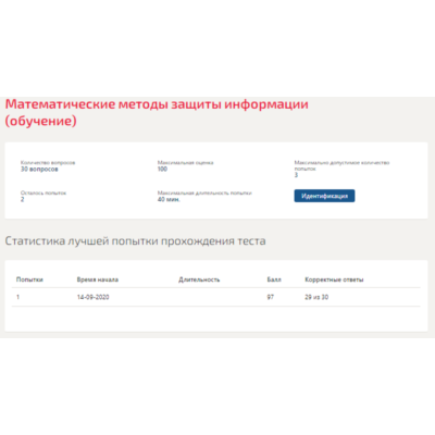 Математические методы защиты информации.Тест Синергия
