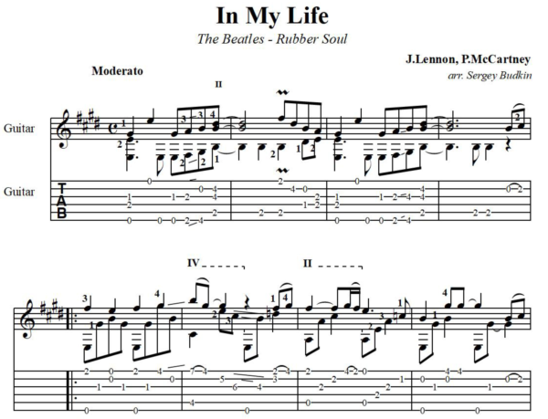 In my Life (The Beatles) - для гитары