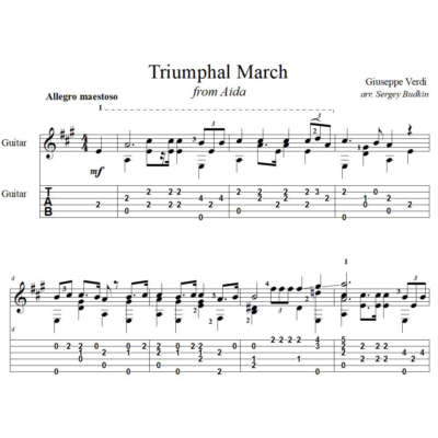 Триумфальный марш (Аида-Верди) для гитары