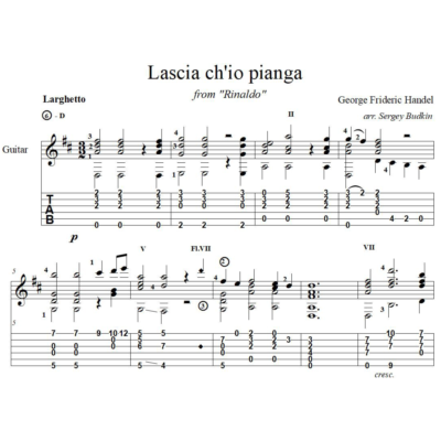 Lascia ch´io pianga - Ринальдо (Гендель) для гитары