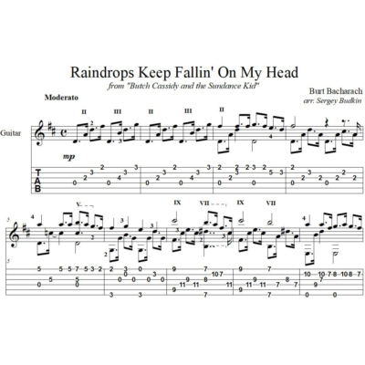 Raindrops Keep Fallin´ On My Head для гитары