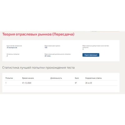 Теория отраслевых рынков.Тест Синергия 2020