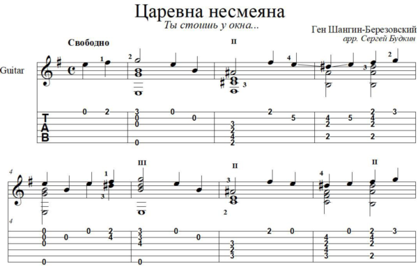 Царевна несмеяна для гитары