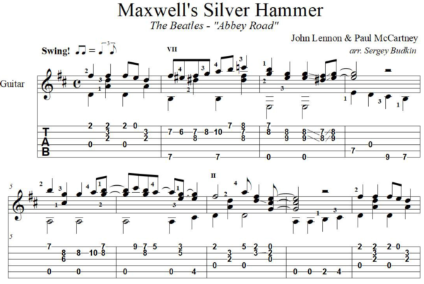 Maxwell's Silver Hammer (The Beatles) для гитары