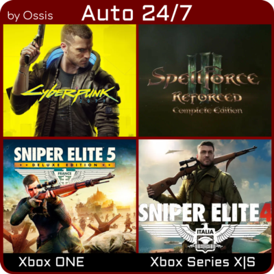 24/7 XBOX Cyberpunk 2077, SpellForce III Reforced Complete, Sniper Elite 5 Deluxe, S