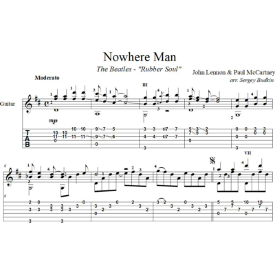 Nowhere man (The Beatles) для гитары