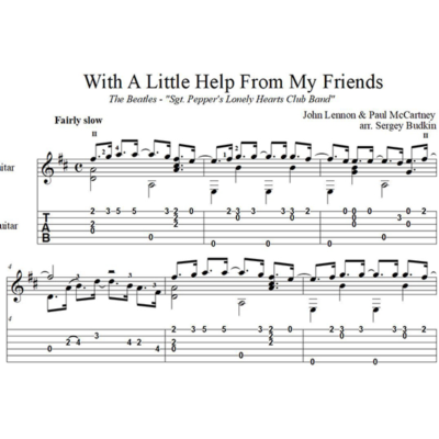 With A Little Help From My Friends (The Beatles) гитара