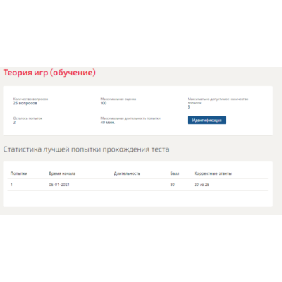 Теория игр.Тест Синергия 2021г.