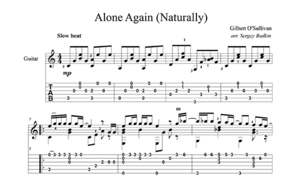 Alone Again (Naturally) - для гитары