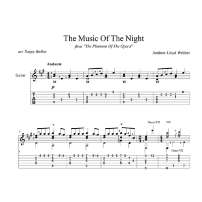 The Music Of The Night (Призрак оперы) для гитары