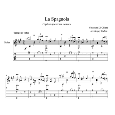 La Spagnola (Гордая прелесть осанки) для гитары