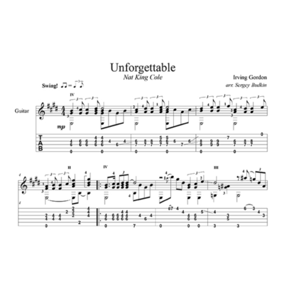 Unforgettable (Нэт Кинг Коул) для гитары