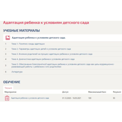 Адаптация ребенка к условиям детского сад тест Синергия