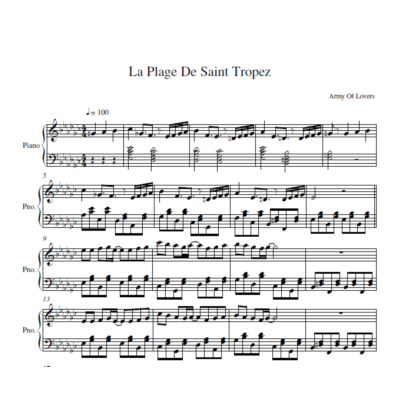 Army Of Lovers - La Plage De Saint Tropez (ноты ф-но)