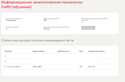 Информационно-аналитические технологии ГМУ.Тест Синерги