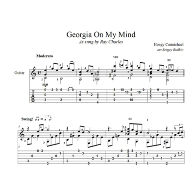 Georgia On My Mind (Рэй Чарльз) для гитары