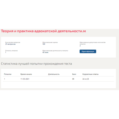 Теория и практика адвокатской деятельности.Тест 2021г