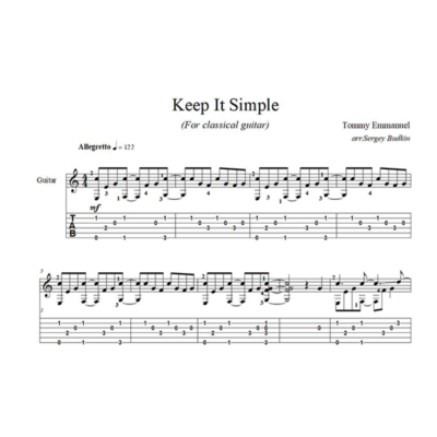 Keep It Simple (Томми Эммануэль)для классической гитары