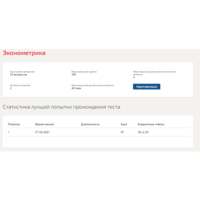 Эконометрика.Тест Синергия 2021г