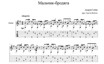 Мальчик-бродяга (Андрей Губин) для гитары