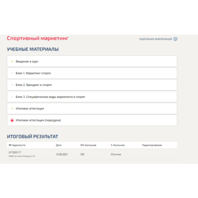 Спортивный маркетинг.Итоговый тест Синергия 100баллов