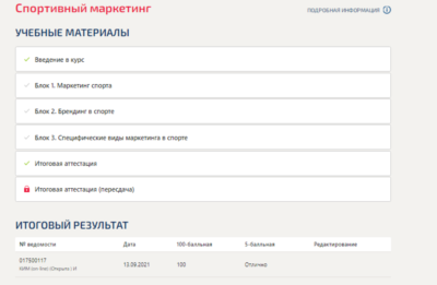 Спортивный маркетинг.Итоговый тест Синергия 100баллов