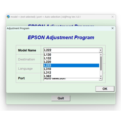 Сброс памперса EPSON AdjProg - L130 L132 L220 L222 L310 L312L362 L365 L366