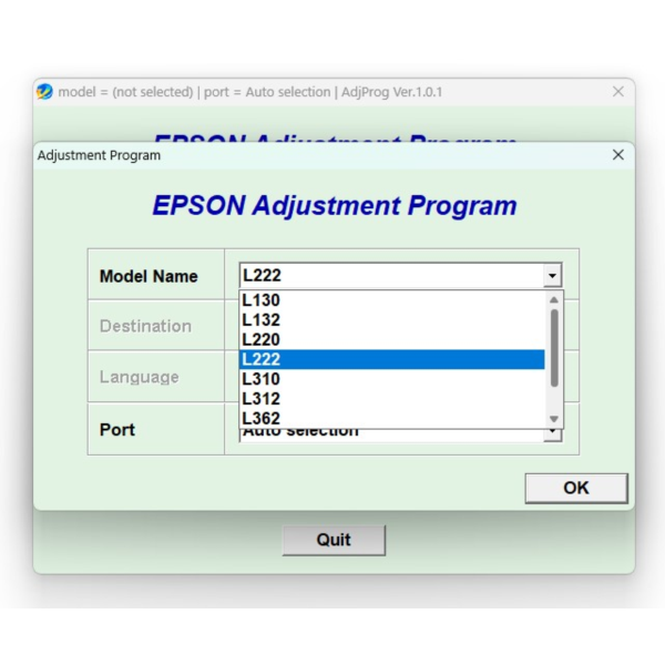 Сброс памперса EPSON AdjProg — L130 L132 L220 L222 L310 L312L362 L365 L366