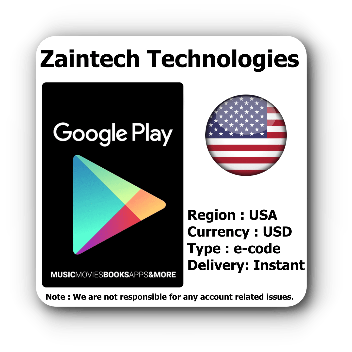Скриншот $5 Google Play US Region - (Instant Delivery)