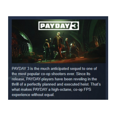 PAYDAY 3 АВТОДОСТАВКА STEAM GLOBAL МГНОВЕННО ЛИЦЕНЗИЯ