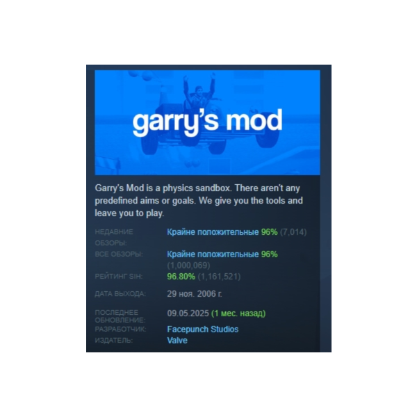 Garry´s Mod АВТОДОСТАВКА STEAM GLOBAL МГНОВЕННО ЛИЦЕНЗИЯ