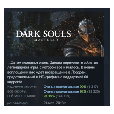 DARK SOULS: REMASTERED АВТОДОСТАВКА STEAM GLOBAL МГНОВЕННО ЛИЦЕНЗИЯ