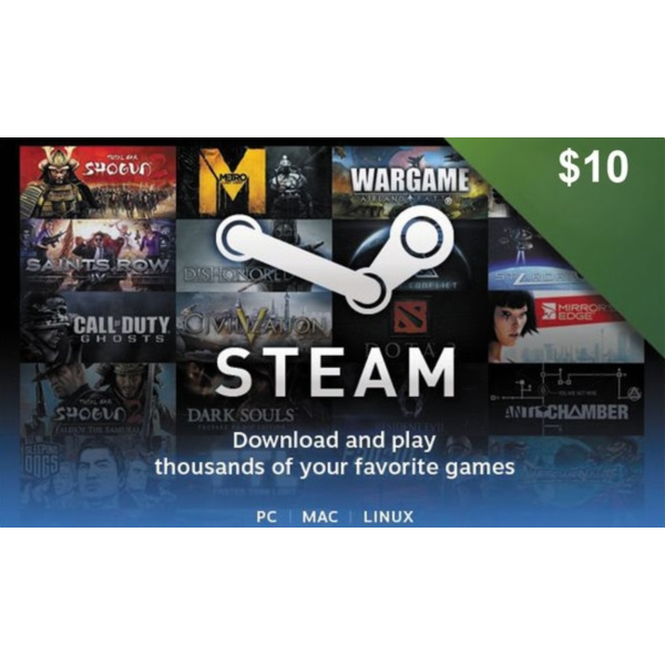 Steam Wallet Gift Card $10 USD