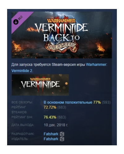 Warhammer Vermintide 2 - Back to Ubersreik DLC AUTODELIVERY STEAM РОССИЯ