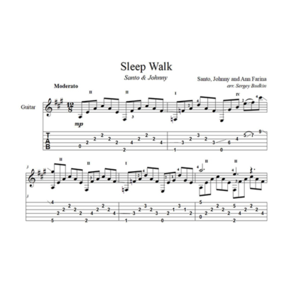 Sleep Walk (Santo & Johnny) для гитары