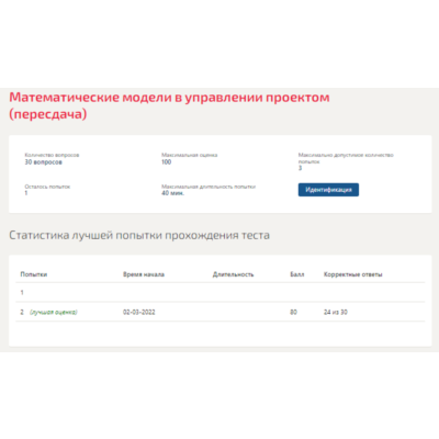 Математические модели в управлении проектом.Тест Синерг