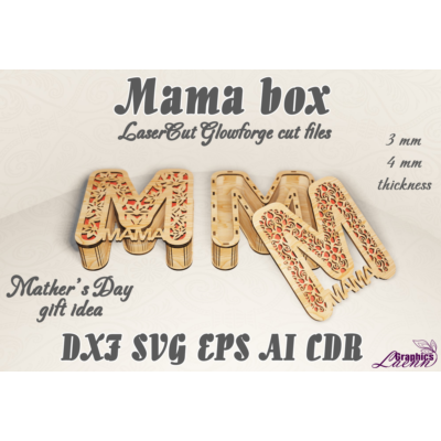 Шкатулка для мамы, макет для лазерной резки DXF CDR SVG