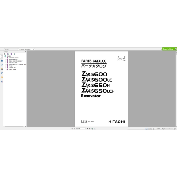 HITACHI ZX600 КАТАЛОГ ЗАПЧАСТЕЙ ЭКСКАВАТОР