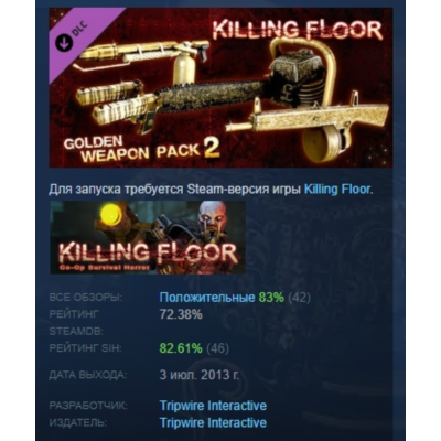 Killing Floor - Golden Weapon Pack 2 DLC АВТОДОСТАВКА STEAM РОССИЯ