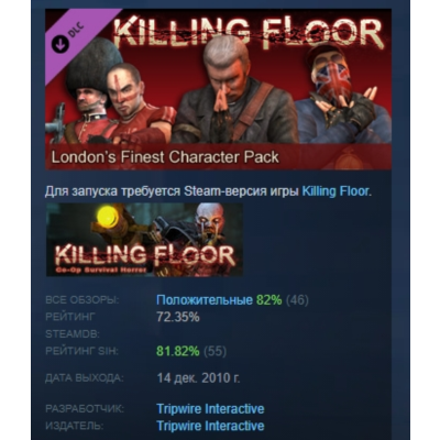 Killing Floor London´s Finest DLC Character pack АВТОДОСТАВКА STEAM РОССИЯ